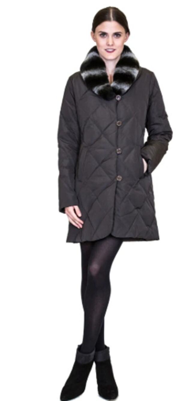 Belle Fare Kleve Puffer Coat Rabbit Fur Goose Down Stadium Coat Size S